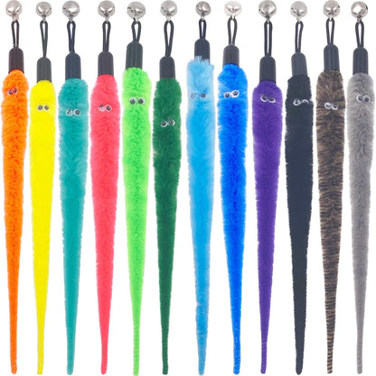 Cat Toy Worm Refills, 12 Pieces Interactive Cat Wand Attachments Worms Toy for Indoor Cats