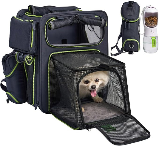 Cat Backpack Carrier & Dog Car Seat for Small Pets Up to 25 lbs - Expandable Cat Carrier Backpack with Safety Leash and Breathable Mesh - Waterproof for Travel - 3 in 1
