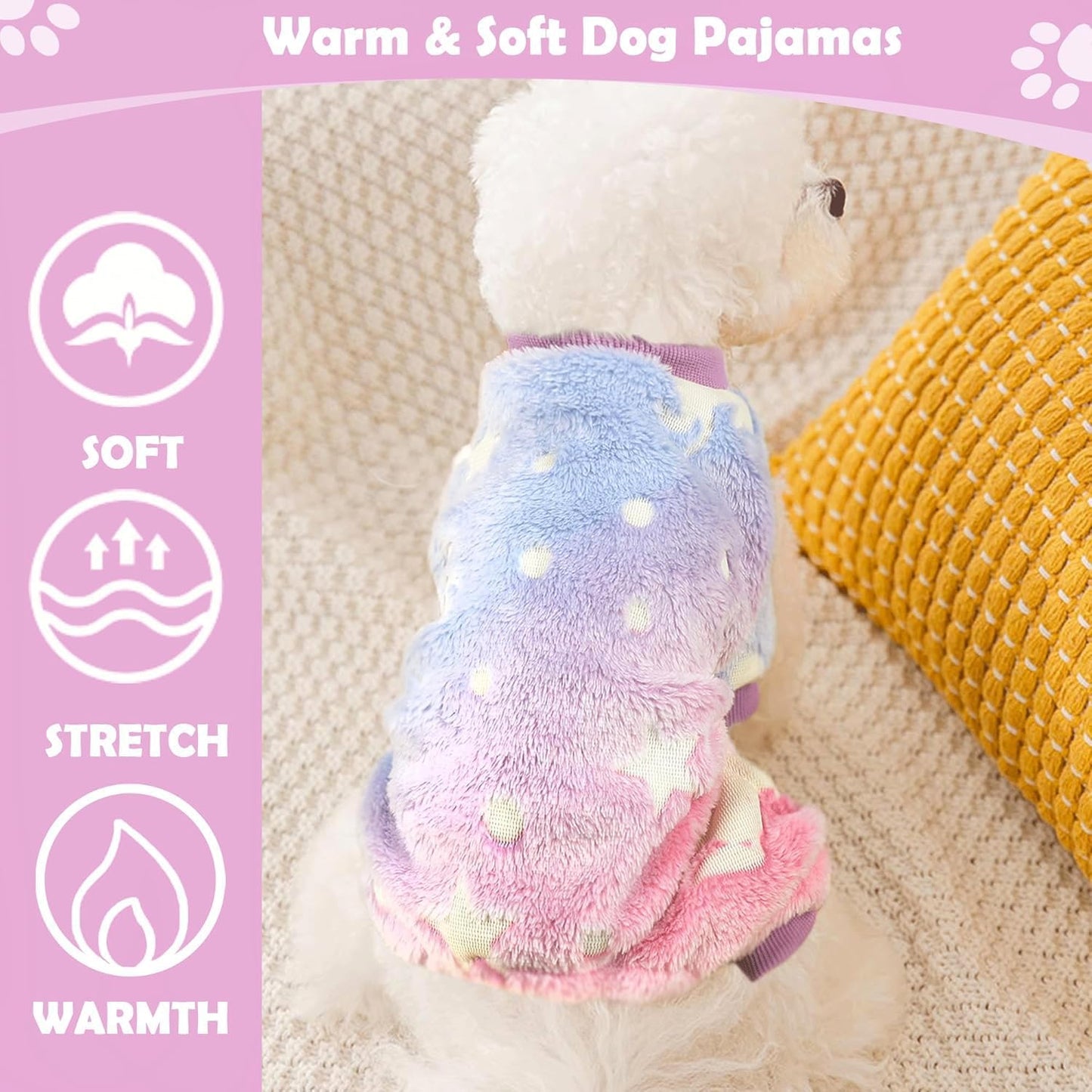 Dog Sweaters Small Girl Warm Fleece Pajamas, Cute Extra Small Dog Clothes, 4 Legs Puppy Jumpsuit Pjs Soft Stretchy Doggie Onesies Pet Outfit Apparel for Chihuahua Yorkie