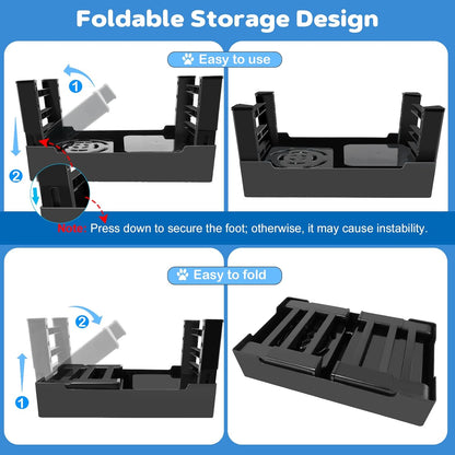 2-in-1 Elevated Slow Feeder Dog Bowls, 4 Height Adjustable Raised Dog Bowls Stand with No Spill Water Bowl, Non-Skid Pet Food Feeding Set for Small, Medium, Large Dogs Cats