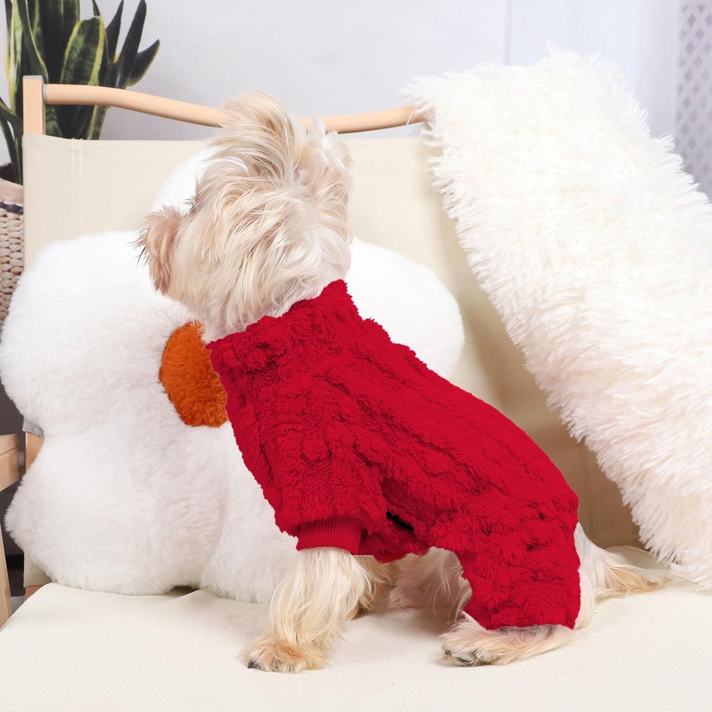 Dog Sweater for Small Dogs, XXS Dog Sweaters Turtleneck Doggie Pajamas Jumpsuits, Small Doggy Clothes Girl Boy, Cold Weather Puppy Onesie Outfits Yorkie Chihuahua Apparel,Red, XXS