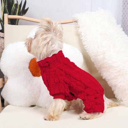 Dog Sweater for Small Dogs, XXS Dog Sweaters Turtleneck Doggie Pajamas Jumpsuits, Small Doggy Clothes Girl Boy, Cold Weather Puppy Onesie Outfits Yorkie Chihuahua Apparel,Red, XXS