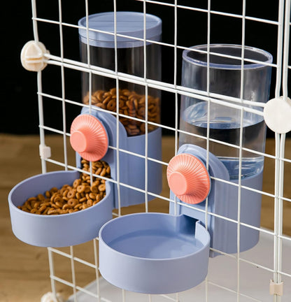 Kenond Hanging Automatic Pet Food Water Dispenser Set,1L Auto Gravity Rabbit Feeder and Dispenser, Cage Accessories Cat Food Bowl Dog Waterer for Puppy Chinchilla Hedgehog Ferret(Blue)