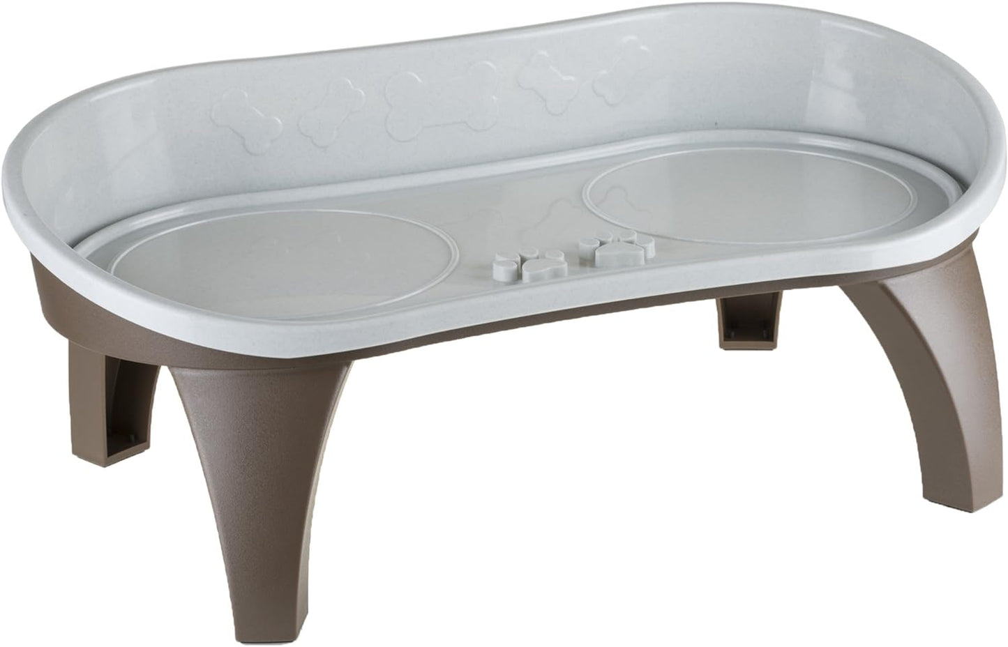 Dog Bowl Stand - 8.5 Inch Tall Feeding Tray for Dogs and Cats, Dog Bowl Stands for Large Dogs with Splash Guard and Non-Skid Feet by Petmaker (Brown)