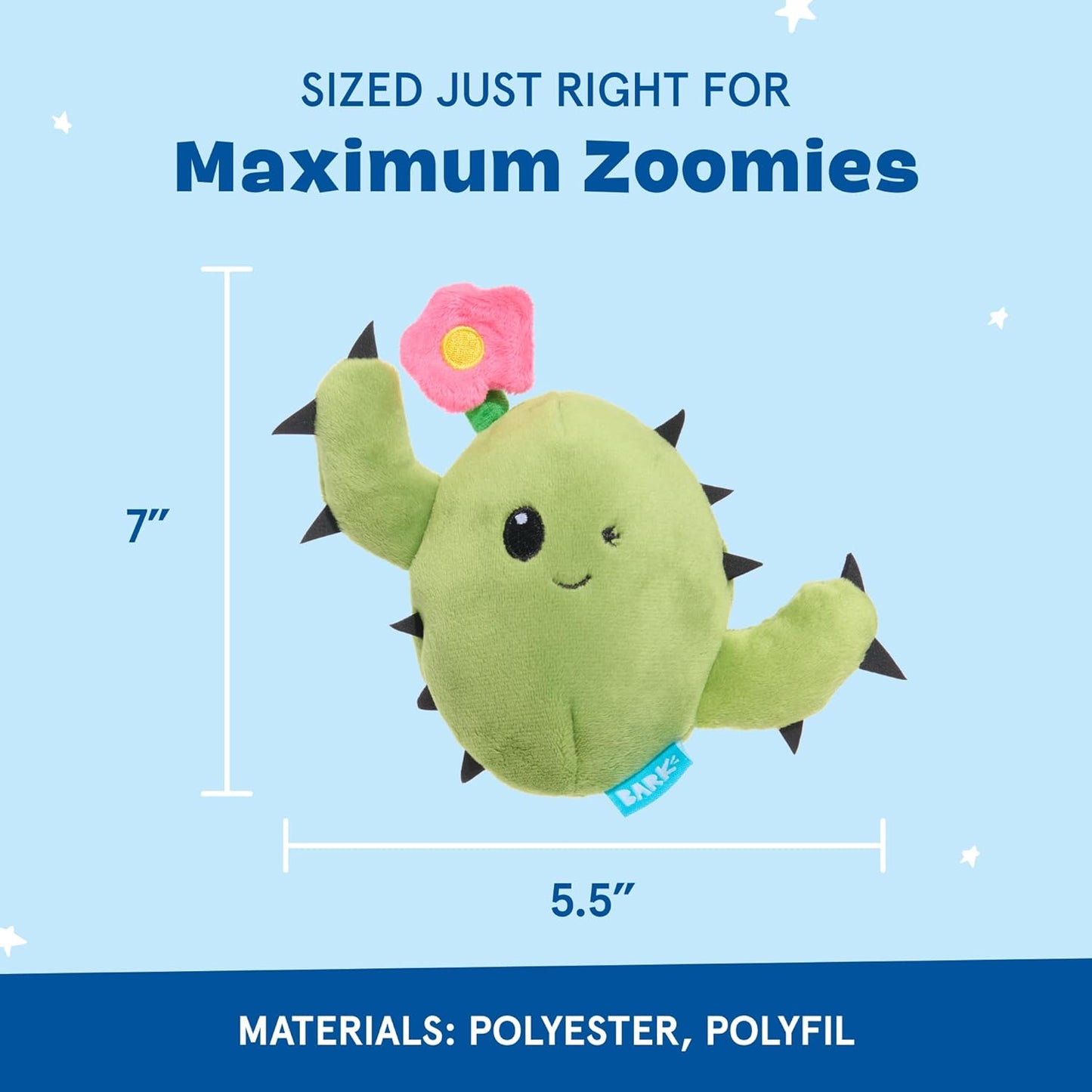 Barkbox 2 in 1 Interactive Plush Dog Toy - Rip and Reveal Toy for Dogs and Puppies - Stimulating Squeaky Pet Toys | Consuela Cactus (Large)