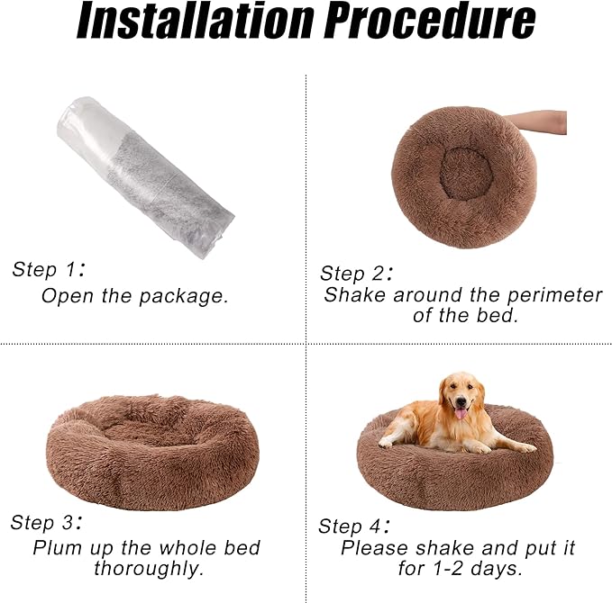 Small Dog Bed, Cat Beds for Indoor Cats, Calming Anti-Anxiety Donut Bed for Puppy and Kitten, Washable Round Fluffy Pet Bed for Small Dogs and Cats(Fits up to 15 lbs Pets)