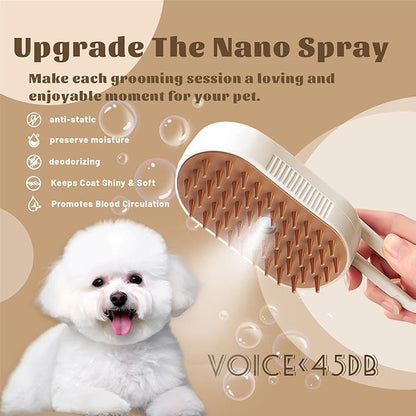 Cat Brush Cat Steam Brush Rechargeable Steamy Pet Grooming For Shedding, Water Spray Massage Brushs, Dog Hair Removal Self Cleaning Brushs Steamer Wet Spa Comb (White)
