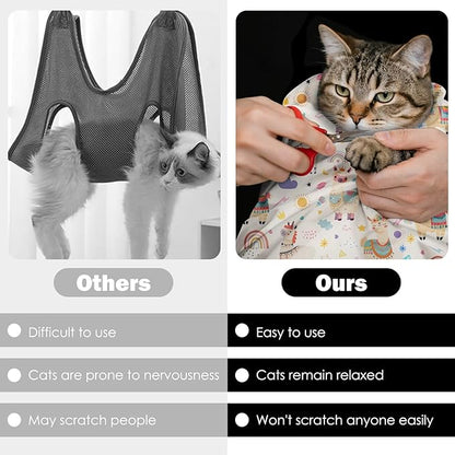 27.6"Cat Grooming Wrap, Self Adhesive Cat Wrap for Cutting Nails, Anti-Escape Calming Cat Swaddle Wrap for Medicine Ear Cleaning, Alpaca Anti-Scratch Cats Burrito Restraint Blanket, Pet Tool(6-10 lbs)