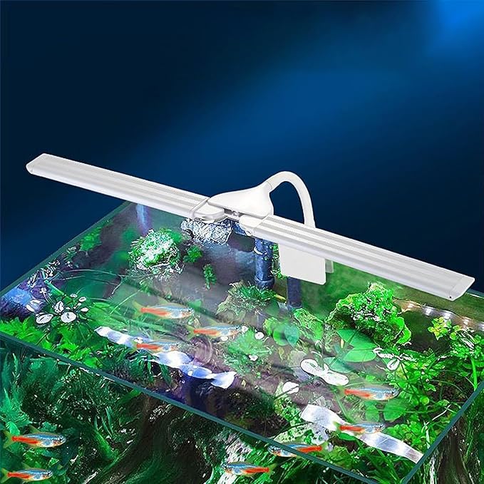 LED Aquarium Light Full Spectrum Clip Fish Tank Light Plants Light 360° Adjustable 2 Light Bar Super-Bright 13.2W Suitable for 20-75 Gal Fish Tank