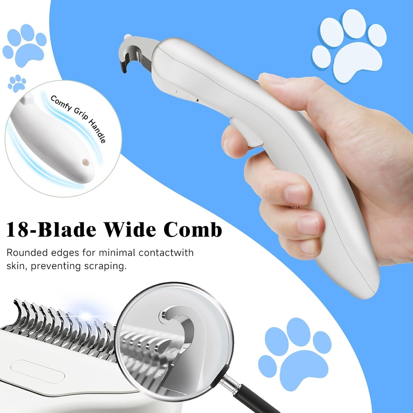 Pet Steam Brush for Dog & Cat - 3-in-1 Steam Grooming Slicker Brush & Undercoat Rake for Shedding - Self Cleaning Spray Comb with Mist for Long & Short Haired Pets - Includes Waterless Shampoo, Blue