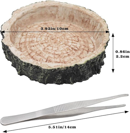 3 Pack Reptile Water Dish Food Bowls, Hermit Crab Food Dish with Feeding Tongs, Bearded Dragon Water Bowl, Suitable for Hermit Crab Lizard Gecko Tortoise Turtle Frog Leopard Crested Gecko