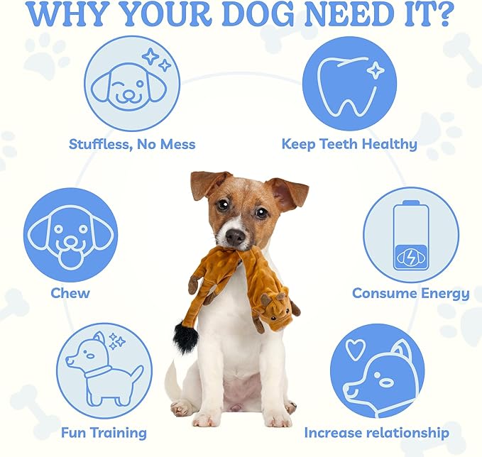 SHARLOVY Dog Squeaky Toys Pack, Bubble Plush Puppy Teething Pet Toys, Crinkle No Stuffing Animals Dog Toy, Doggies Chew for Large Small Medium Breeds