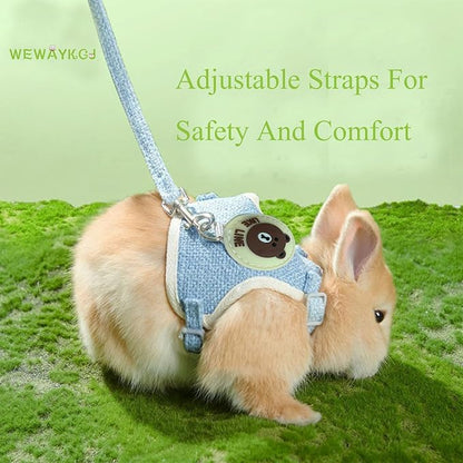 Rabbit Harness and Leash Set 2 Pieces Adjustable Bunny Harness Leash Ferret Harness Guinea Pig Harness Ferret Leash for Small Pets Walking Outdoor (Pink, Small)
