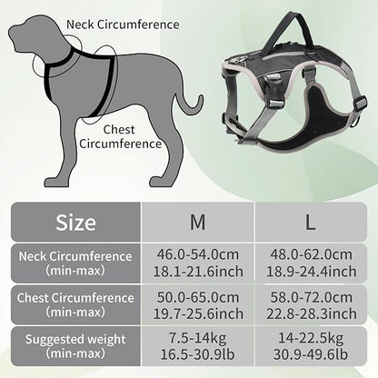 Dog Vest Harness, No Pull Vest with Handle, Training for Walking, Running, Dog Harness Medium Size Fits Neck 18-21 Inch and Chest 20-26 Inch, Black Adjustable Service Dog Vest with 2 Pocket, M