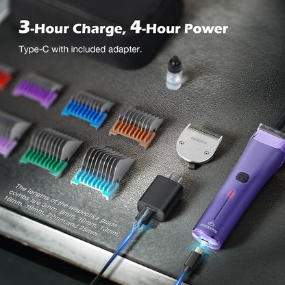 Professional Dog Grooming Clipper with Replacement Blade, 5-in-1 Adjustable Blade Cordless Pet Grooming Kit 2 Speed Trimmer Hair Shaver with Detachable Metal Combs Nova for Animal Horse