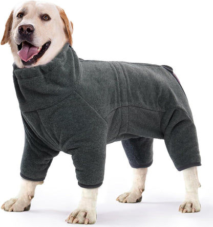 ROZKITCH Dog Jumpsuit for Large Dogs, Pet Windproof Warm Cold Weather Jacket Vest Cozy Jumpsuit Apparel Outfit Clothes for Small Medium Large Dog Walking Hiking Sleep Grey L
