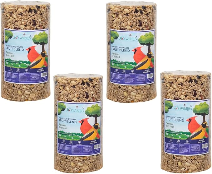 JCs Wildlife No Mess, No Waste Fruit Blend Premium Bird Seed Small Cylinder, 2 lb (4 Cylinder)