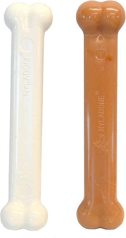 Nylabone Original Bone Power Chew Toy for Dogs, Durable Dog Toys for Aggressive Chewers, Basted Blast Chicken Flavor, Large - Up to 50 lbs, 2 Pack