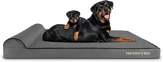 The Dog’s Bed Orthopedic Headrest Dog Bed XXL Grey/Black, Memory Foam, Pain Relief for Arthritis, Hip & Elbow Dysplasia, Post Surgery, Lameness, Waterproof Washable Cover