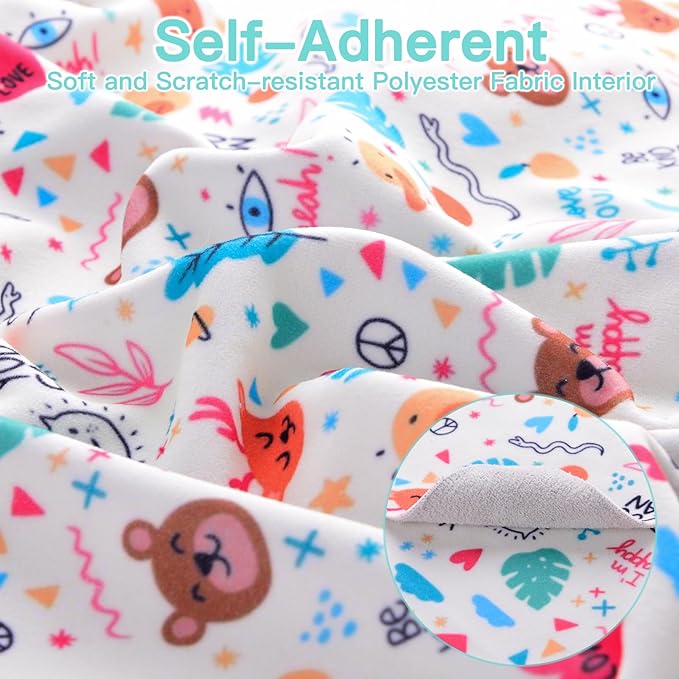 17.7" Cat Grooming Wrap, Cat Wrap for Cutting Nails, Self-Adherent Fabric Wrap for Cats, Anti-Scratch, Anti-Escape, Multifunctional Swaddle Wrap Pet Tool (Panda, Medium)