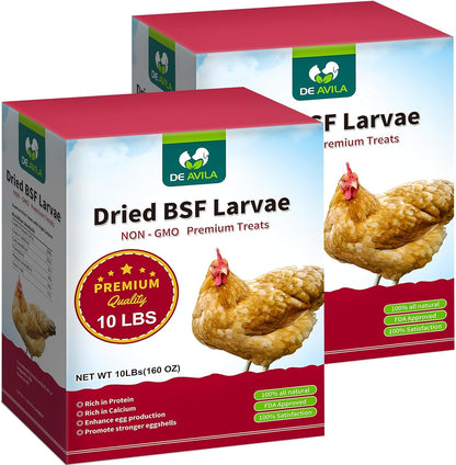 20LB Dried Black Soldier Fly Larvae for Chickens,Non GMO 86X More Calcium BSF Larvae Than Dried Meal Worms for Chicken, Turkey, Natural Black Fly Larvae for Chickens Bulk,Protein Chicken Grubs Treats