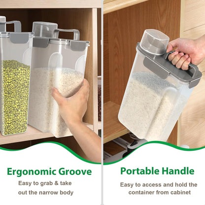 TBMax Airtight Rice Container 10 Lbs, Cereal Dispenser, Pet Cat Dog Food Storage Container, Plastic Kitchen Pantry Food Storage Holder with Cup -Dark Grey