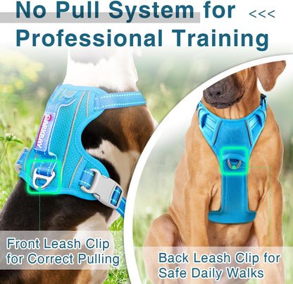 BARKBAY Dog Harness No Pull with ID Tag Pocket - Heavy Duty, Reflective, Easy Control for Small Dogs(Blue,S)