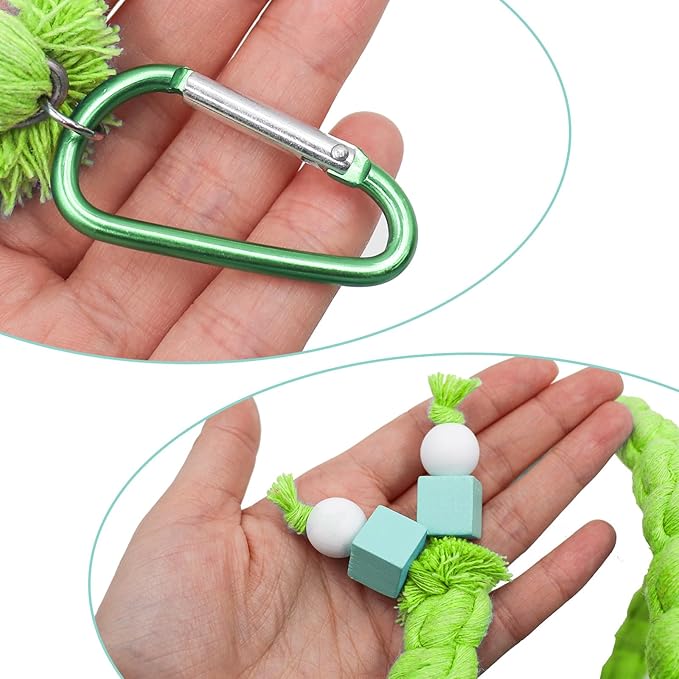 Spiral Rope Perch & Swing - Bird Cage Stand Pole Accessory - Climbing Toy for Parakeets, Budgies, Lovebirds & Cockatiels