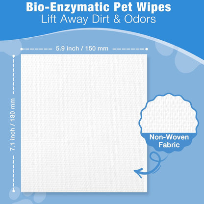 Dog Wipes and Cat Wipes Unscented with Enzymes to Eliminate Odors Paw Wipes for Muddy Feet Tear Stain Wipes for Eye Gunk Gentle Hypoallergenic for Sensitive Skin 80 Count