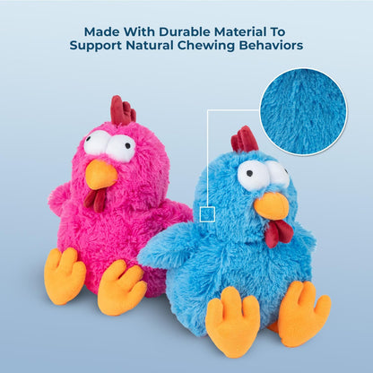 Best Pet Supplies Squeaky Dog Toys with Soft Durable Fabric for Small, Medium and Large Pets Interactive Toy for Indoor Play, Supports Active Biting and Play - Mrs. Cluck (Blue)