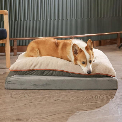 Amazon Basics Dog Bed with Cooling Gel Memory Foam, Pressure-Relief Support for Dogs up to 50lbs, Non-Slip Bottom, Machine Washable Cover, Large Sized (36" x 27"), Grey