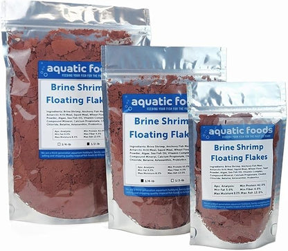 Aquatic Foods Inc. Brine Shrimp Flakes for Freshwater Cichlids, Angels, Tetras, Guppies, Marine Tangs, Butterflies, Angelfish, Anthias, Clown Fish. WL…1-lb (2 x 1/2-lb Bags)