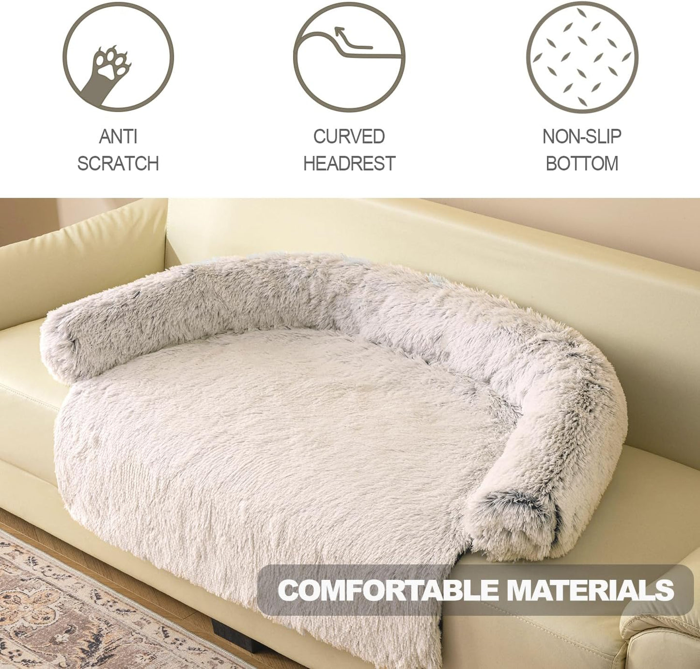 Calming Dogs/Cats Bed Mats, Dog Pad Washable Removable Couch Cover, Plush Long Fur Mat for Pets, Waterproof Lining, Perfect for Small, Medium and Large Dogs and Cats (Gradient Brown, 53"x39")