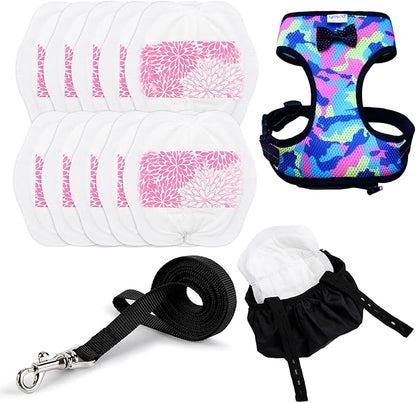 Pro Chicken Harness Diaper – Breathable Nylon, 5.4ft Leash Multi-Pet Training (Chicks/Geese) | Effortless Control & Tidy Discipline(Large, Camouflage Pink)