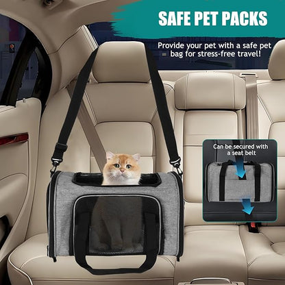 Top tasta Dog Cat Carrier Pet Carriers for Small Medium Large Cats Dogs Carrier Soft Sided Small Puppy Dog Carrier Portable Foldable Airline Approved Dog Cat Travel Carrier Grey Black M