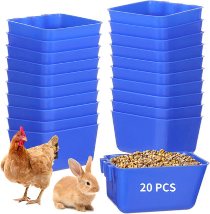 20 Pcs Cage Cups 16 oz Chicken Feeder Waterer Birds Feeders Hanging Bunny Cage Feeder Chicken Water Bowl Feeding Seed Bowl for Pet Parrot Rooster Parakeet Gamefowl Poultry Pigeon Wire Cage