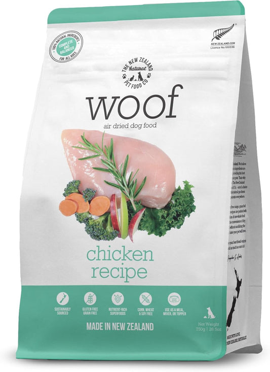 The New Zealand Natural Pet Food Co WOOF Air Dried Dog Bites - Chicken Recipe Dog Food High Protein Toppers for Dry Dog Food, Healthy Dog Food,26.5oz