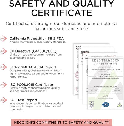 Necoichi Raised Cat Food Bowl – Ceramic Elevated Cat Bowl for Whisker & Neck Fatigue, Dishwasher Microwave Safe – Non-Slip & Anti Vomiting Ergonomic Design (Cats, Extra Wide)