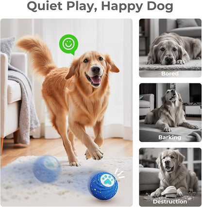 Interactive Dog Ball for Large Dogs - Dog Toys for Aggressive Chewers to Keep Them Busy, Durable E-TPU Material, 3 Play Modes Automatic Dog Balls for Medium and Large Dogs, Indoor & Outdoor (Blue)