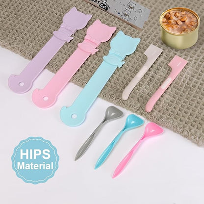 Cat Treat Dispenser Cat Treat Spoon Squeeze 8PCS Lickable Cat Holder with Cat Strip Feeder Spoon and Temptations Licky Treats Happy Cat Tube and Squeeze Up Cat Food Spoons for Wet Food (Cat Tail)
