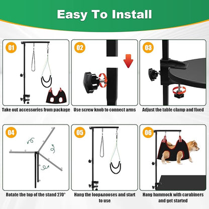Dog Grooming arm with Restraint Loops, Adjustable Height(18.1"~30.7"),for Medium & Small Pets Bathing & Grooming