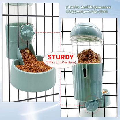 Tfwadmx Rabbit Hanging Auto Food Water Dispenser Pet Cage Suspended Food Water Bowl Chinchilla Gravity Detachable Feeder Waterer Set for Puppy Kitten Bunny Ferrets Guinea Pig (Blue)