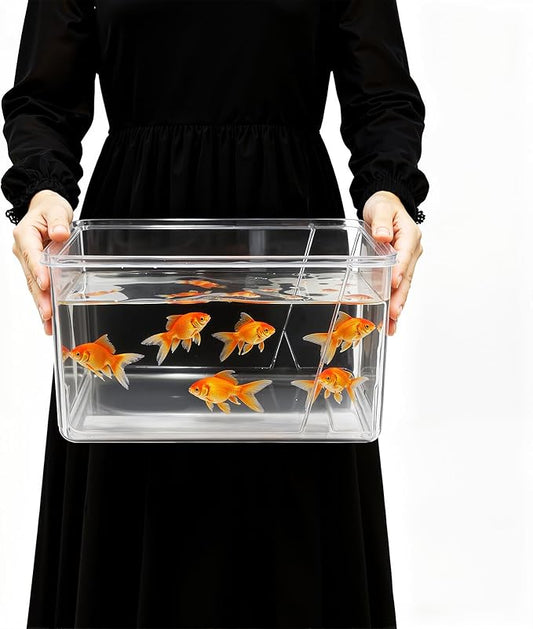 Geelin 1.5 Gallon Plastic Fish Tank Large Bowl Shatterproof with Crystal Clear Clarity for Terrarium, Flower Vase Centerpiece Gift for Fish Lovers(Square)