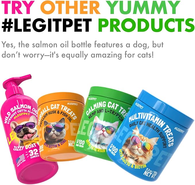 LEGITPET Cat Calming Treats Natural Anxiety Relief for Indoor Cats Stress & Travel Storm Separation Support Helps with Vet Visits, Grooming & Loud Noises Soothing Behavior Aid 100 Yummy Chews