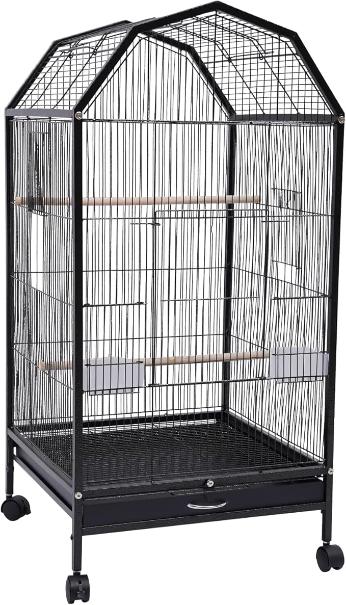 Bird Cage, Metal Pet Bird Flight Cages Large Finch Bird Cage with Stand for Parrots Cockatiels Conure Budgie Canary Finch Lovebird