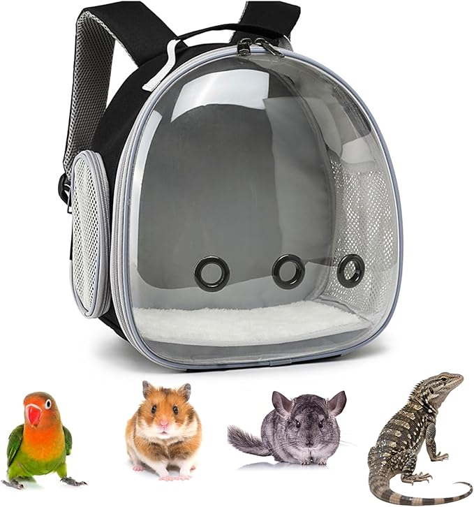 Portable Travel pet Backpack Carrier Small Animal Travel Bag for Hamster, Guinea Pig, Bird, Cat, Rabbit, Pink (Black)