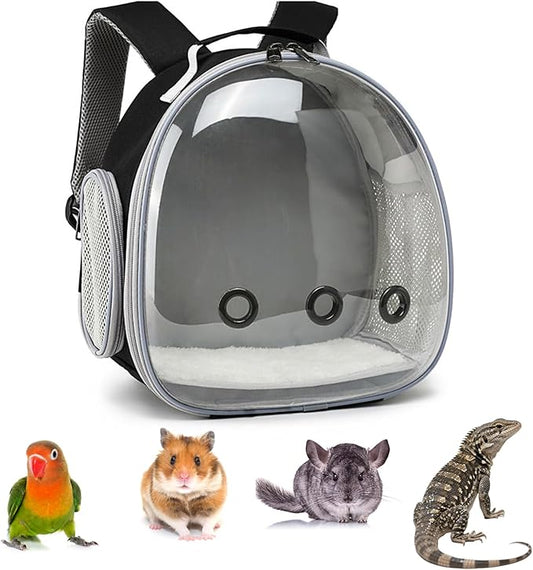 Portable Travel pet Backpack Carrier Small Animal Travel Bag for Hamster, Guinea Pig, Bird, Cat, Rabbit, Pink (Black)