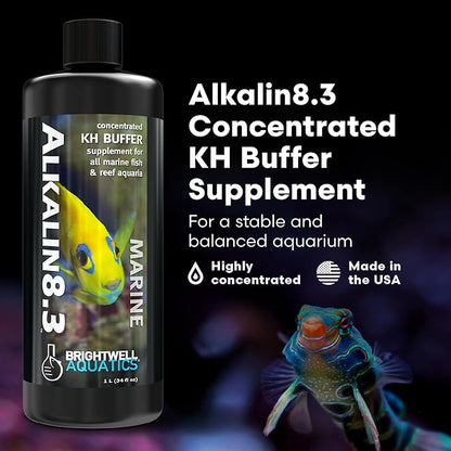 Brightwell Aquatics - Alkalin8.3 Concentrated KH Buffer Supplement - for All Marine Fish and Reef Aquaria - Aquarium Water Treatments, 33.8 fl oz