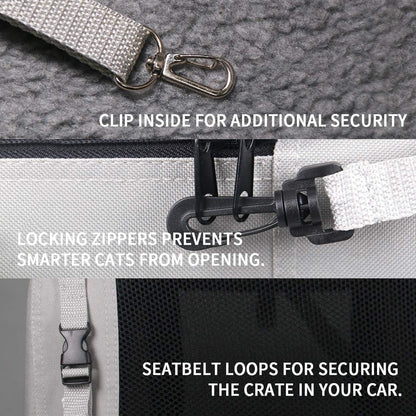 Extra Large Cat Carrier Soft Sided, Portable Small Dog Carrier for 2 Cats, 24"x16.5"x16" Car Travel Folding Comfortable Design with Bowl, Blue