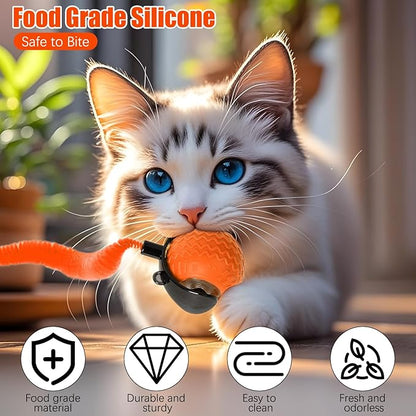 nteractive Cat Ball Toy, Cat Toy Ball with Cord Imitation Mouse, Obstacle Avoidance Smart CatToy Balls, Motion Activated Toys to Keep Them Busy (Orange, 1)